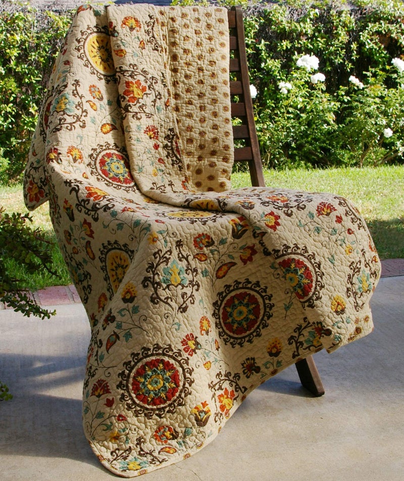 Greenland Home Andorra 100% Cotton Quilted Throw Blanket - Image 4