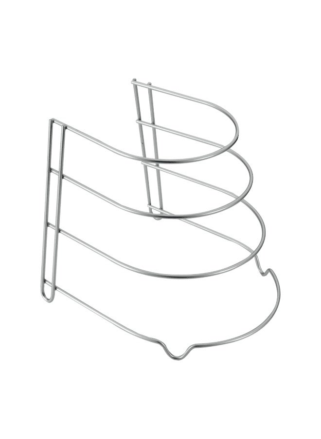 Metaltex Frypan Holder Canyon Silver – 4-Seat Frying Pan Organizer – Countertop, Cabinet, or Drawer Storage – Iron Wire Body with Polytherm® Metallic Coating - Image 2