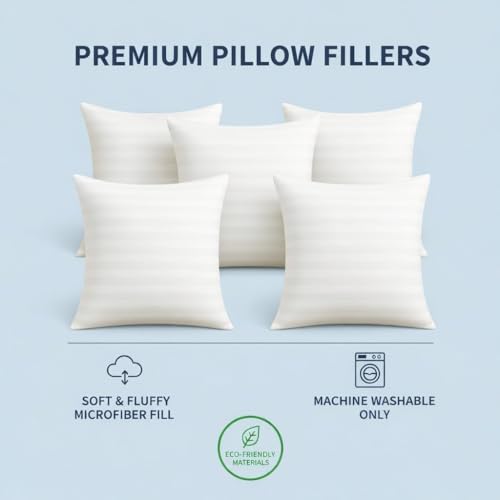 Wakewell Cushions Premium Fibre Sofa Cushion Set of 5 | Cushion 16 inch x 16 inch | Cushion Filler Square Pillow (Pack of 5 Cushions, 16X16 Inches) - Image 4