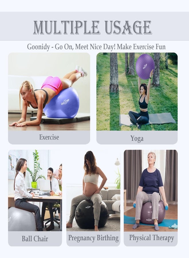 Goonidy Soft Exercise ball, Anti-Burst Yoga Ball Chair Supports 2200lbs, Workout Equipment w/ Pump for Pregnancy Medicine Birthing Physical Therapy Stability Excersing Birth Swiss Fitness Gym Physio Labor Abs - Image 5
