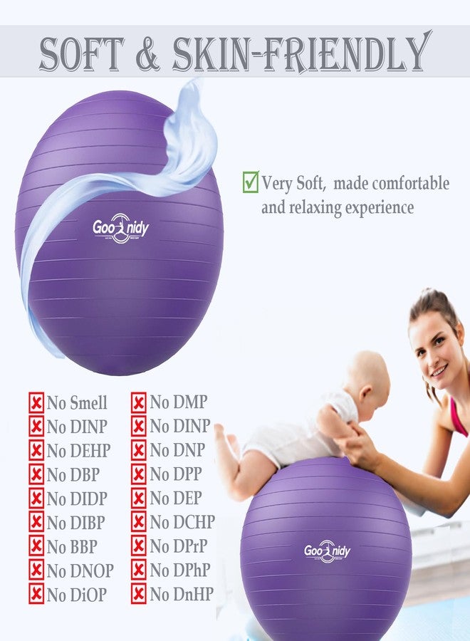 Goonidy Soft Exercise ball, Anti-Burst Yoga Ball Chair Supports 2200lbs, Workout Equipment w/ Pump for Pregnancy Medicine Birthing Physical Therapy Stability Excersing Birth Swiss Fitness Gym Physio Labor Abs - Image 4