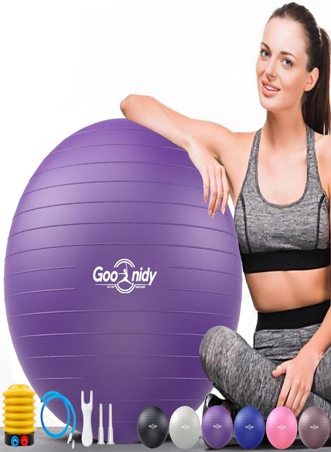 Goonidy Soft Exercise ball, Anti-Burst Yoga Ball Chair Supports 2200lbs, Workout Equipment w/ Pump for Pregnancy Medicine Birthing Physical Therapy Stability Excersing Birth Swiss Fitness Gym Physio Labor Abs - Image 1