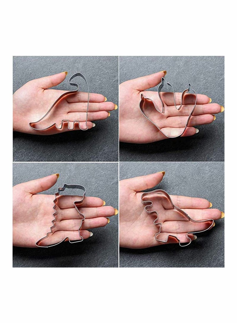 Excefore Dinosaur Cookie Cutter Set – 10 Pcs Biscuit Cutter Stainless Steel Mould dinosaur crafts cookie cutter set for kids for DIY Fondant Dough Sugarcraft Pastry Cake Decoration - Image 5