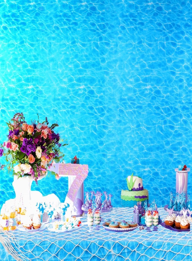 Tegeme 2 Pcs Fish Net Decorative and Ocean Waves Tablecloth Set, 1 Cotton Fishnet and 1 Plastic Water Print Table Cover for Ocean Birthday Party Decorations Baby Shower Party Supplies - Image 5