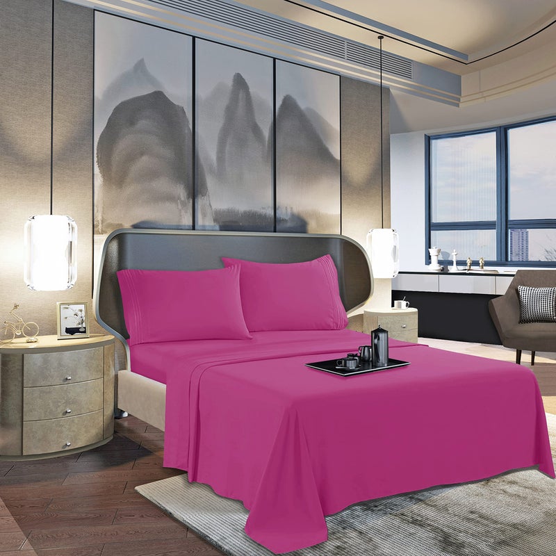 Mocassi Pillow Cases King Size Set of 2 - Pillow Covers - Pillow Protector - Hotel Luxury 1800 Thread Count Bedding Sheets & Cooling Pillowcases (Set of 2 King Size 20"" x 40""  Hot Pink) - Image 4