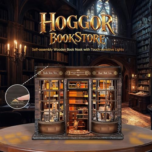 STRUCWOOD Book Nook Kit DIY Miniature House Kit 3D Wooden Puzzle Craft Model for Adults 14 Creative Tiny House Gift for Bookshelf Decor Hoggor Bookstore - Image 5