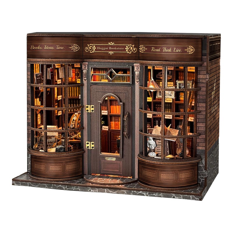 STRUCWOOD Book Nook Kit DIY Miniature House Kit 3D Wooden Puzzle Craft Model for Adults 14 Creative Tiny House Gift for Bookshelf Decor Hoggor Bookstore - Image 3