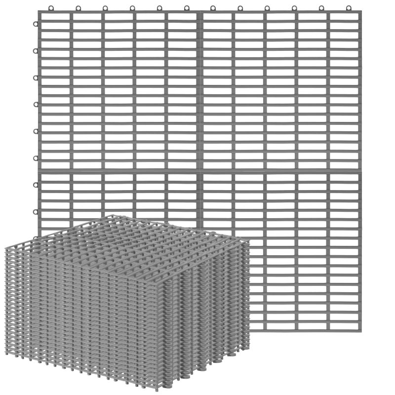Tinideya 30 Pcs Interlocking Drainage Tiles 12" x 12" Anti-Slip Shower Floor Mat TPE Garage Floor Tile with Drain Holes Vented Deck Tiles for Bathroom,Garage,Kitchen,Swimming Pool,Pet Areas (Gray) - Image 1