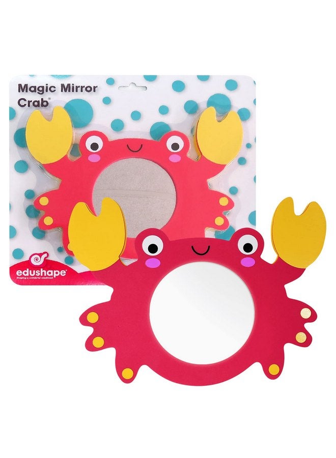 Edushape Magic Mirror Shapes, Crab Baby Mirror - Baby Bath Foam Toys Mirror - Stick-On Removable Baby Foam Bath Toys for Toddlers 1-3 - Learning Bath Toys Foam Mirror - Cause, Effect, Cognitive Skills - Image 1