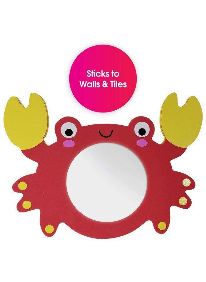 Edushape Magic Mirror Shapes, Crab Baby Mirror - Baby Bath Foam Toys Mirror - Stick-On Removable Baby Foam Bath Toys for Toddlers 1-3 - Learning Bath Toys Foam Mirror - Cause, Effect, Cognitive Skills - Image 2