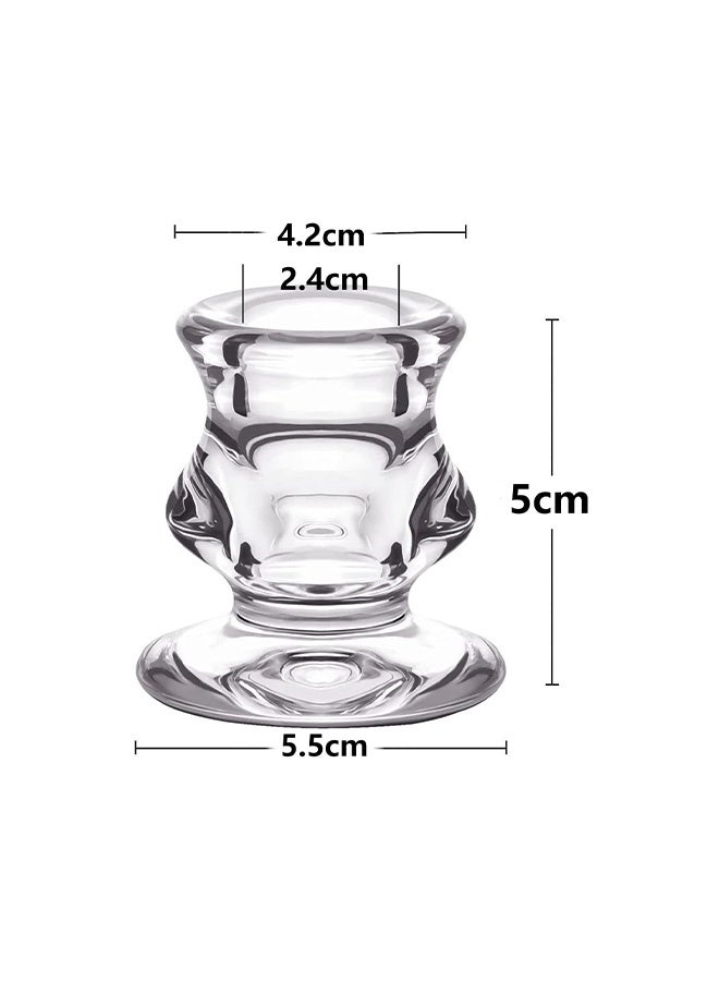 يلا جوي حاملات الشموع الزجاجية المخروطة - حامل الشموع الصغيرة الواضحة السائبة، مجموعة من 6 حاملات الشموع الواضحة للشموع المخروطة الجدول الصغير، حاملات الشموع الزجاجية - Image 3