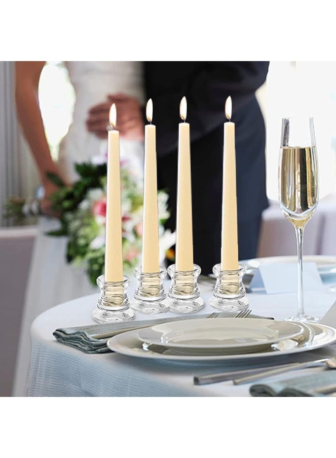 يلا جوي حاملات الشموع الزجاجية المخروطة - حامل الشموع الصغيرة الواضحة السائبة، مجموعة من 6 حاملات الشموع الواضحة للشموع المخروطة الجدول الصغير، حاملات الشموع الزجاجية - Image 5