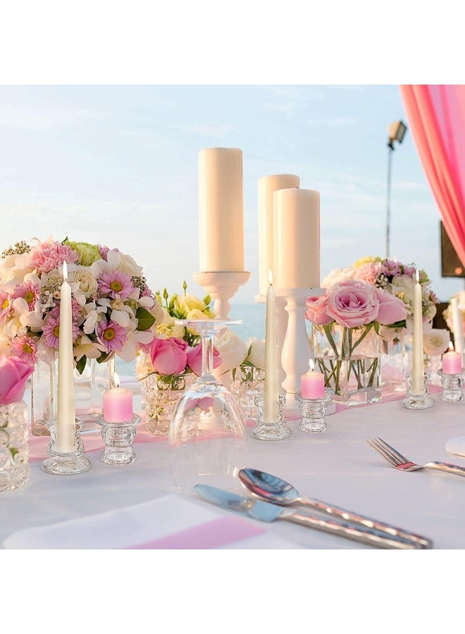 يلا جوي حاملات الشموع الزجاجية المخروطة - حامل الشموع الصغيرة الواضحة السائبة، مجموعة من 6 حاملات الشموع الواضحة للشموع المخروطة الجدول الصغير، حاملات الشموع الزجاجية - Image 2