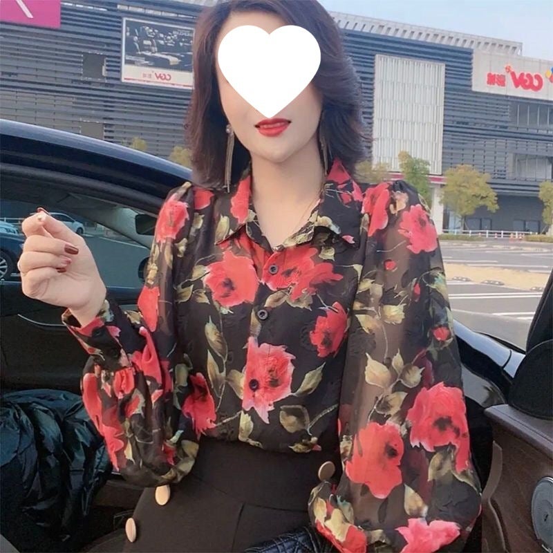 Heramei Women'S Clothing Dongdaemun 2025 Spring New Western Style Fashionable Lar Floral Loose Casual Elegant Shirt - Image 1