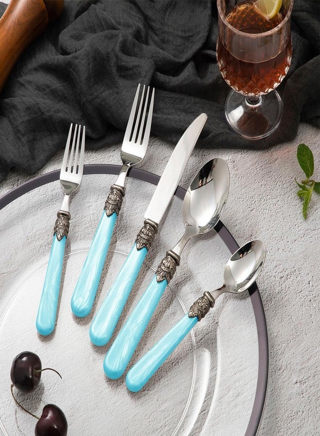 CATHYLIN 20 pieces Stainless Steel Vintage Flatware Sets With White Hanld,Silverware Set For 4,Dishware Safe(20, White) - Image 5