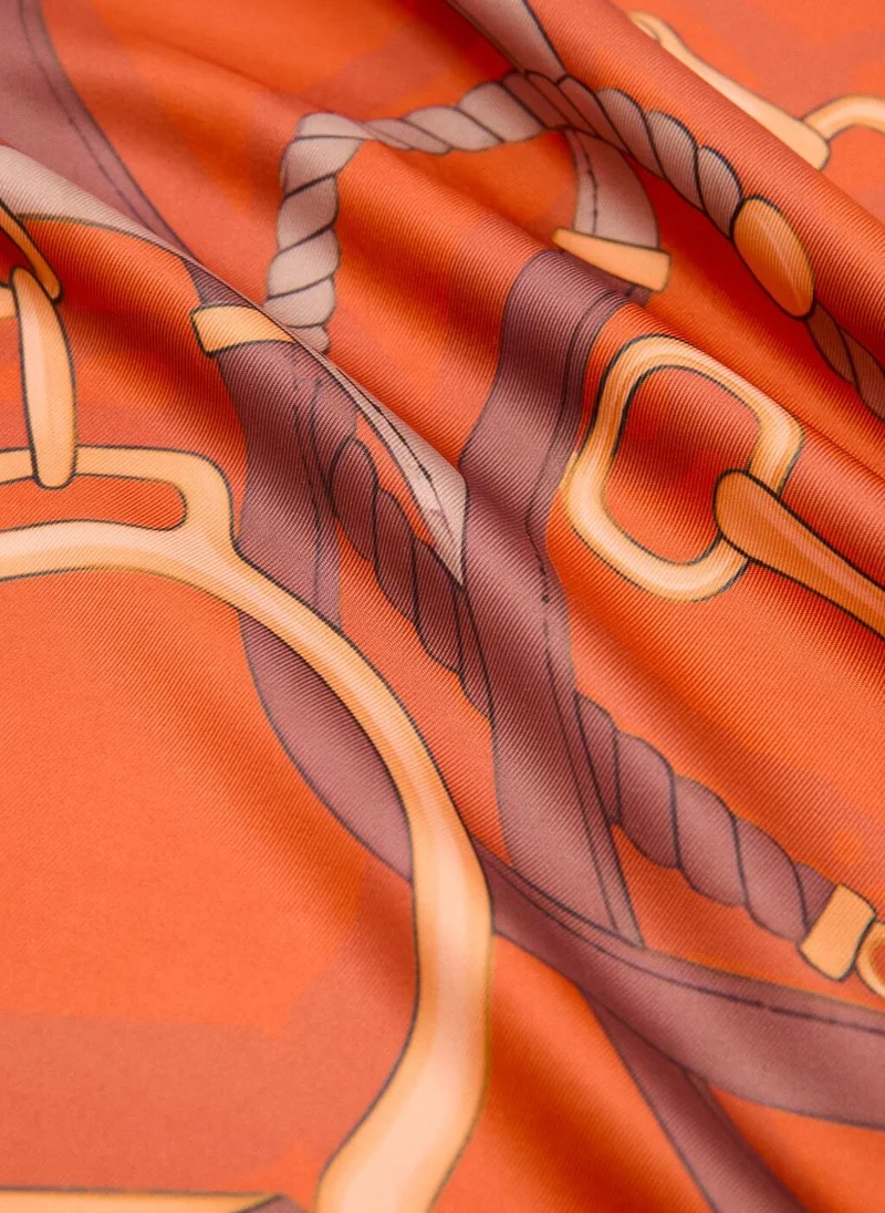 Mango 20-NARANJA Chain-Print Scarf for Women | Best Price UAE