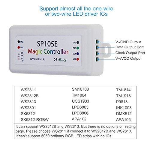 ALITOVE Wireless Bluetooth Magic Dream Color LED Light Controller iOS Android DC5V~24V Great for WS2811 WS2812B WS2801 SK6812 Individually Addressable Programmable LED Strip Pixel Module Panel Lamp - Image 2
