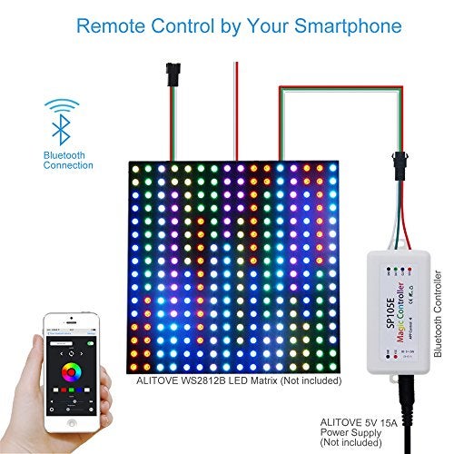 ALITOVE Wireless Bluetooth Magic Dream Color LED Light Controller iOS Android DC5V~24V Great for WS2811 WS2812B WS2801 SK6812 Individually Addressable Programmable LED Strip Pixel Module Panel Lamp - Image 3
