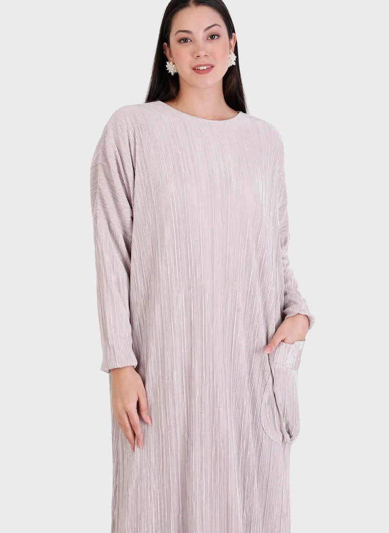 Refka by modanisa Pleated Maxi Dress