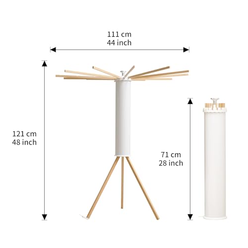 JOOM Tripod Clothes Drying Rack, Garment Rack Portable and Foldable Space Saving Laundry Drying Rack - Drying Rack Clothing 12 Rods Wooden - Image 2
