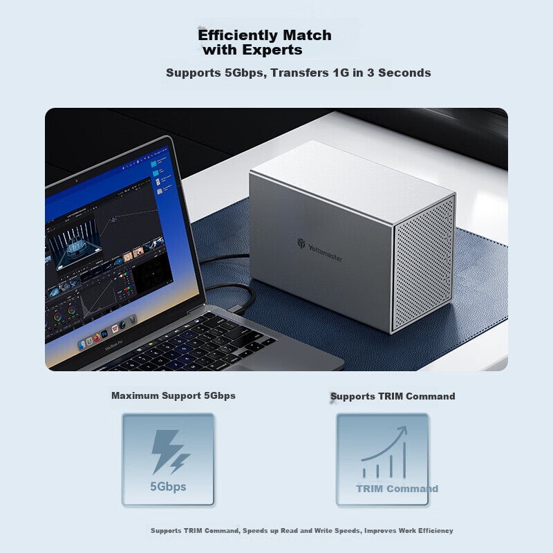 جينغ زاو حاوية محركات الأقراص الصلبة بخمسة فتحات من يوتاماستر، واجهة USB 3.0، وواجهة SATA - Image 2