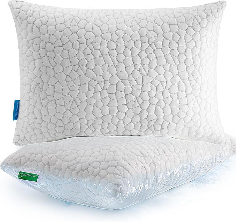 SUPA MODERN Cooling Pillow for Sleeping, Shredded Memory Foam Pillows Queen Size 2 Pack Bed Pillow for Side Back Stomach Sleepers, Adjustable Cool Pillows for Hot Sleepers with Washable Cover - Image 1