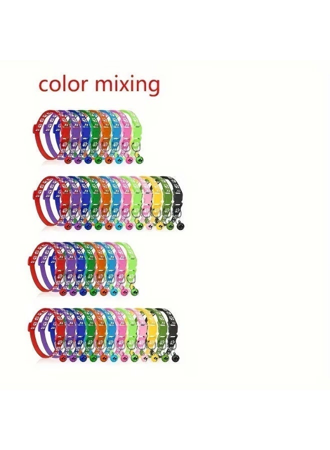 5-Pack Reflective Cat Collars with Safety Buckle & Bell – Adjustable Nylon Cat Collars in Random Colours for Cats & Kittens - Image 2