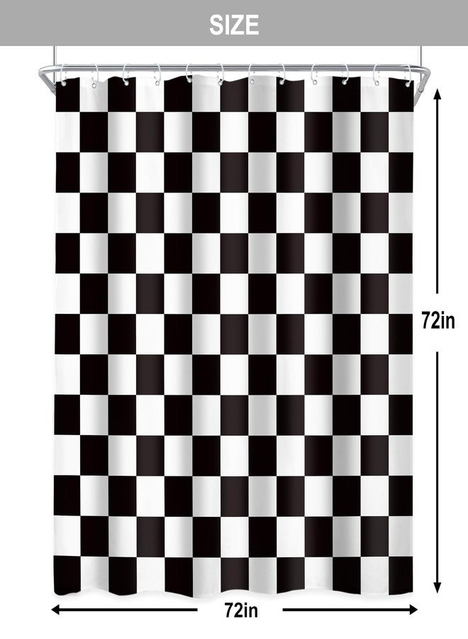 Newsely Checkered Shower Curtain 72Wx72L Inch Black White Shower Curtains for Bathroom Cute Retro Checkerboard Shower Curtain Vintage Aesthetic Bathroom Set Modern Waterproof Accessories Home Decor - Image 5