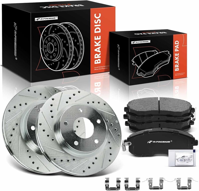 A-Premium مجموعة فرامل أمامية مثقوبة ومشغولة A-Premium لسيارة نيسان سنترا - Image 1