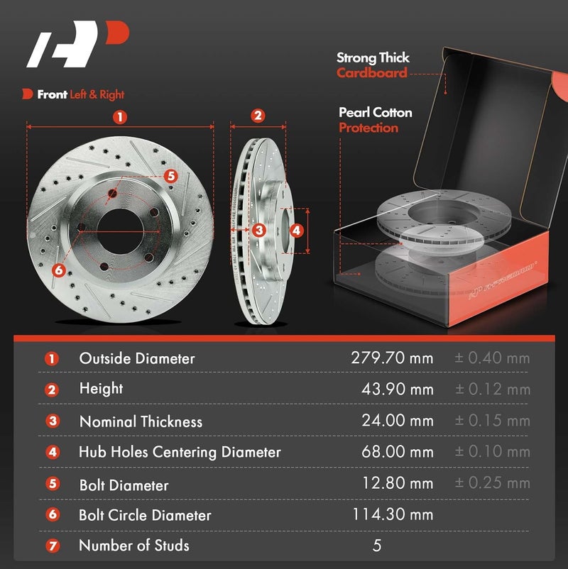 A-Premium مجموعة فرامل أمامية مثقوبة ومشغولة A-Premium لسيارة نيسان سنترا - Image 2