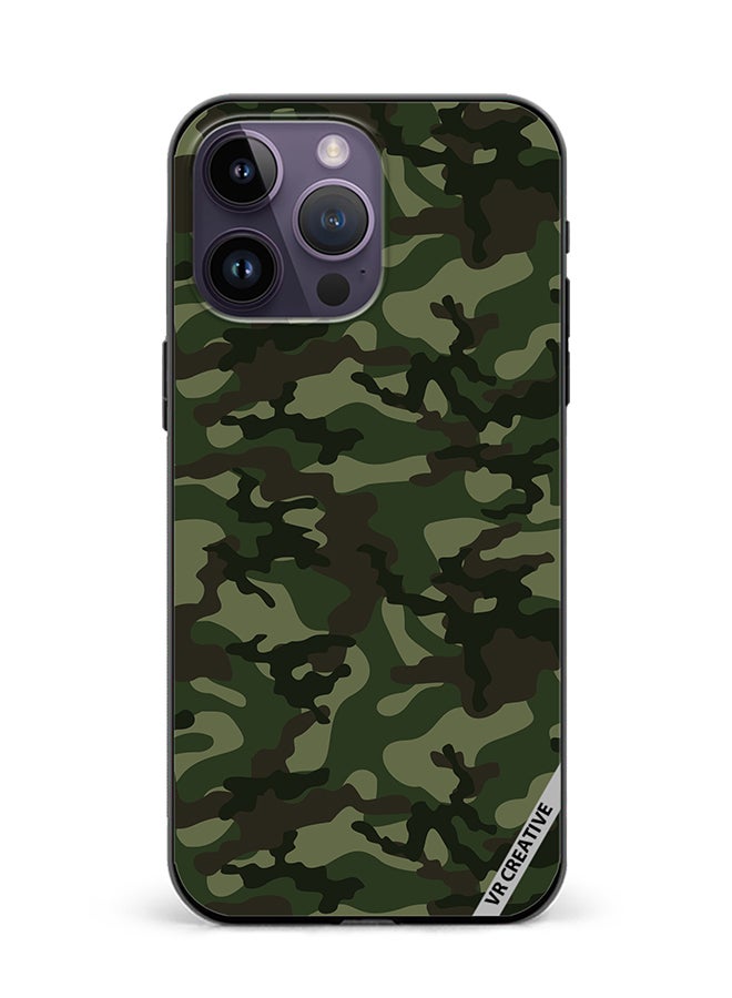 VR CREATIVE غطاء حماية لجهاز آبل آيفون 15 برو ماكس بتصميم تمويه أخضر متعدد الألوان - Image 1