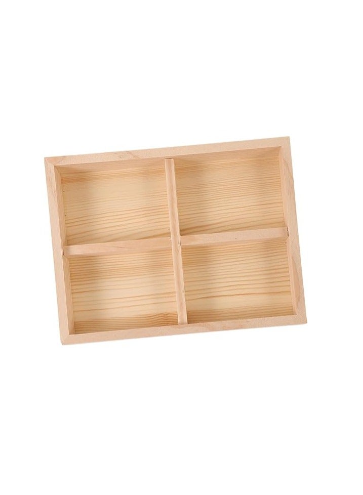 Divided Organizer Wooden Section Tray Bedroom Earring Dish Wooden Divided Boxes Jewelry Display Plate Pine Wood Crafts