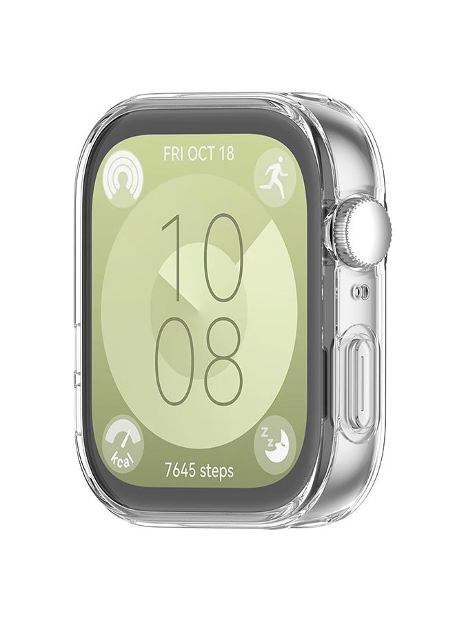 SUNDAREE جراب لهاتف Huawei Watch Fit 3، جراب ناعم مقاوم للصدمات من مادة TPU مع واقي شاشة شامل جراب واقٍ لهاتف Huawei Watch Fit 3 (شفاف) - Image 2