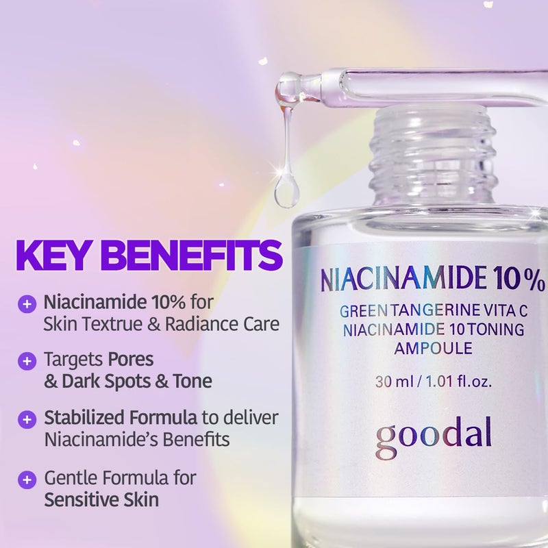 GOODAL Green Tangerine Vita C Niacinamide 10 Toning Ampoule - Facial Serum for Natural Glow, Daily Use, Pore Minimizer for Face, Hydrating, Korean Skincare, K Beauty (30ml/1.01 fl.oz.) - Image 5