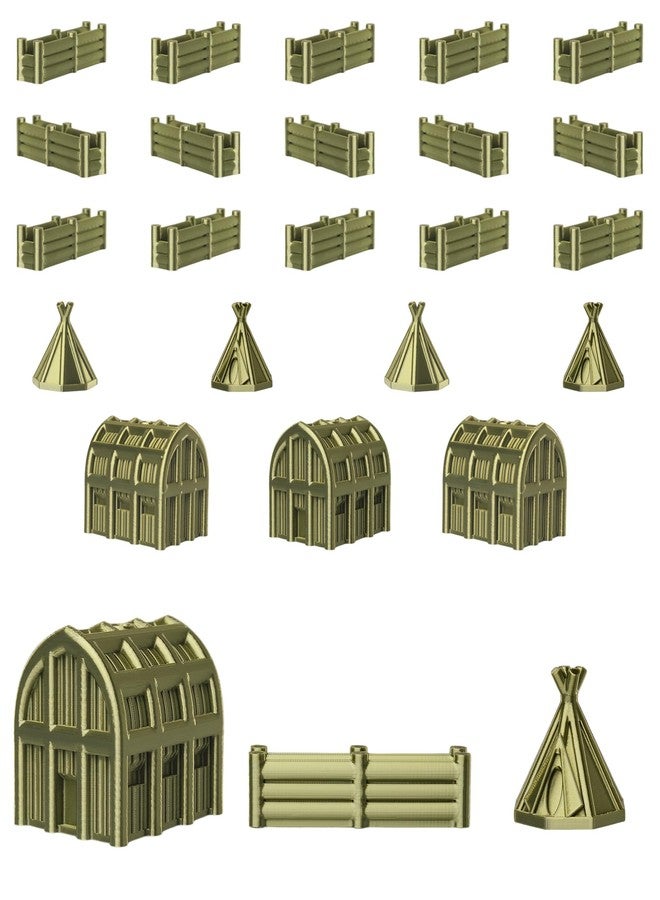Civilization Empires for Catan Board Game | Replacement Player Sets | Settlers Pieces | Cities Settlements Roads | 3D Printed (Silk Olive (Iroquois Empire))