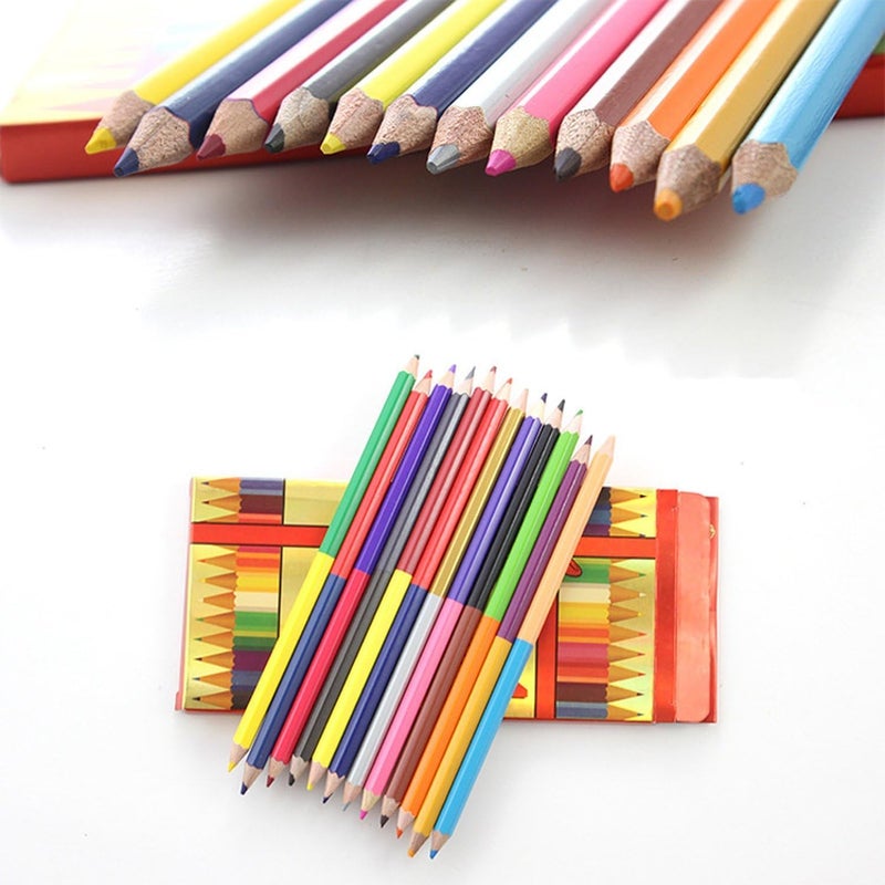 53 Arts 53ARTS 12Pcs Double-headed Colored Pencil (24 Colors) Art Set Colour Pencil Kid Drawing Tools School Office Supplies,1 Box - Image 3