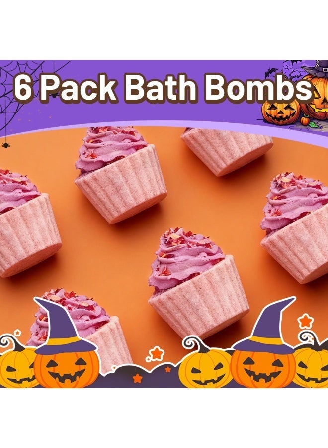 Bath Bombs Halloween Cupcake Set, 6Pcs Purple Rose Essential Oil Fizzy Bubble , Moisturizing u0026 Cleansing Spa Gift for Kids u0026 Adults - Image 4