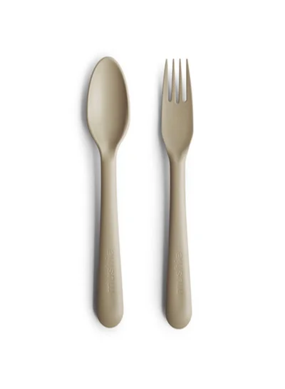 mushie Baby Fork And Spoon Set - Vanilla