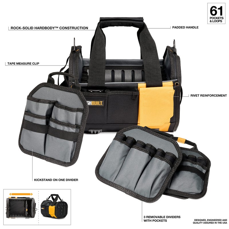 ToughBuilt - 12" Modular Tool Tote with Compact Jobsite Organization, Portable Lightweight Design, and Versatile Tool Storage (TB-81-12) - Image 2