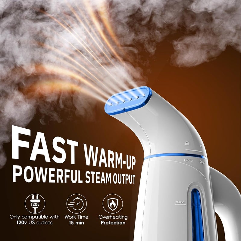 OGHom Steamer for Clothes, Handheld Clothing Steamer for Garment, 240ml Big Capacity 700W Portable Travel Steam Iron (Blue) - Image 2