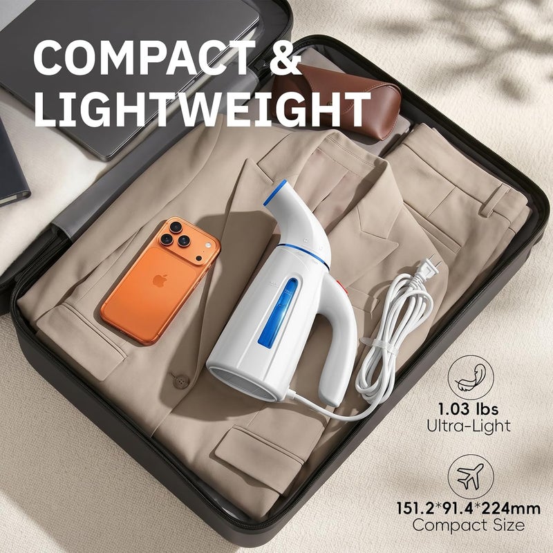 OGHom Steamer for Clothes, Handheld Clothing Steamer for Garment, 240ml Big Capacity 700W Portable Travel Steam Iron (Blue) - Image 3