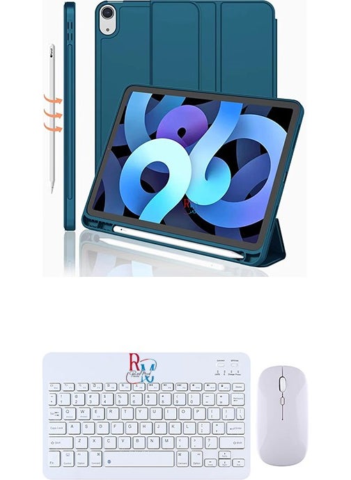 Tablet Case and Keyboard Mouse Set Compatible with iPad Air 11 Inch 6th Generation Smart Case with Pen Compartment
