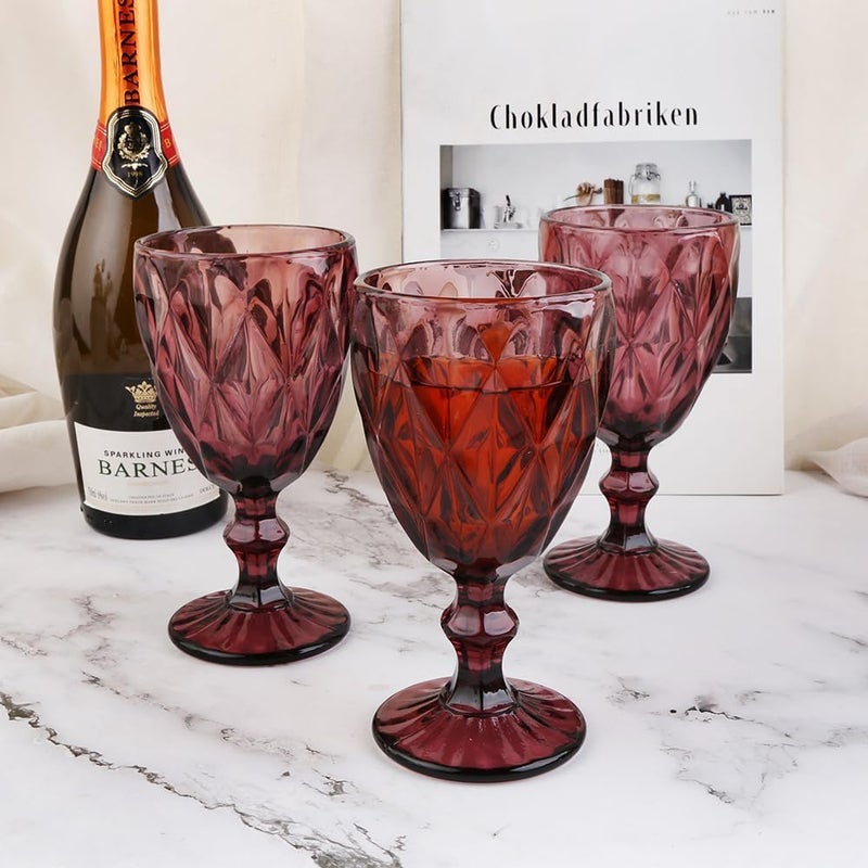 bellemax Pink 250 ML Crystal Wine Glass Red or White Cut Wine Transparent Champagne Flute Wine Glass Set Long Wine Glass Set of 2 Vintage BX 2 Count - Image 2