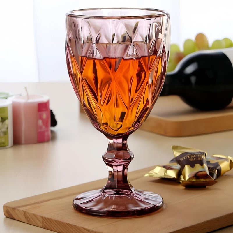 bellemax Pink 250 ML Crystal Wine Glass Red or White Cut Wine Transparent Champagne Flute Wine Glass Set Long Wine Glass Set of 2 Vintage BX 2 Count - Image 4