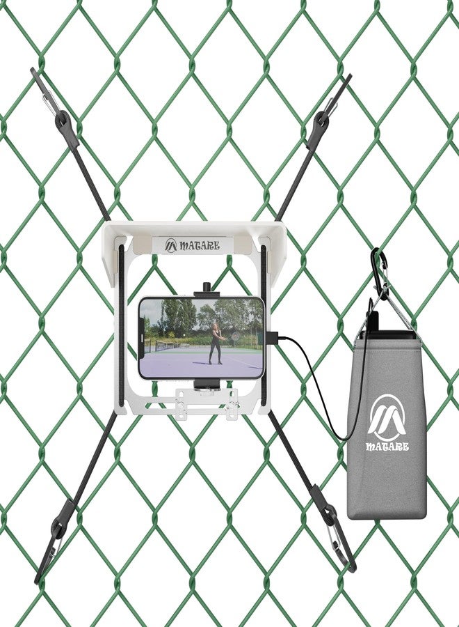 Matare Cell Phone Fence Mount with Shade for iPhone, Mevo Start, Phones, GoPro and Other Action Cameras, Mounting Kit for Gamechanger for Recording Baseball,Softball and Tennis Games(MINI Plus) - Image 1