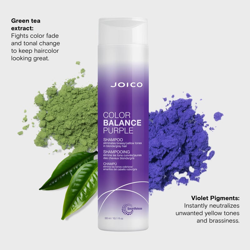 Joico Color Balance Purple Shampoo | For Cool Blonde, Gray Hair | Eliminate Brassy Yellow Tones | Boost Color Vibrancy & Shine | UV Protection | With Rosehip Oil & Green Tea Extract | 10.1 Fl Oz - Image 5