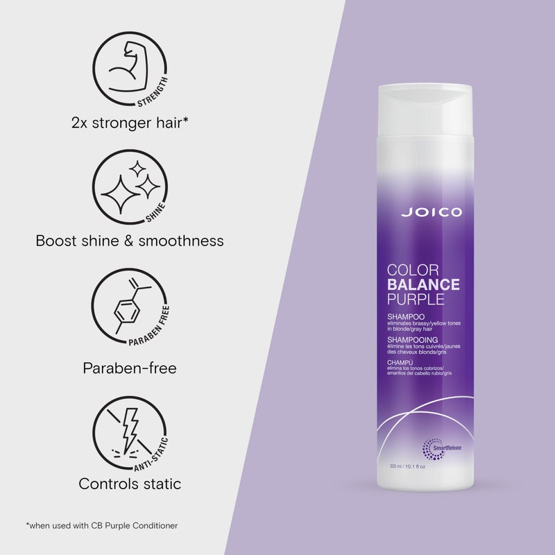 Joico Color Balance Purple Shampoo | For Cool Blonde, Gray Hair | Eliminate Brassy Yellow Tones | Boost Color Vibrancy & Shine | UV Protection | With Rosehip Oil & Green Tea Extract | 10.1 Fl Oz - Image 3