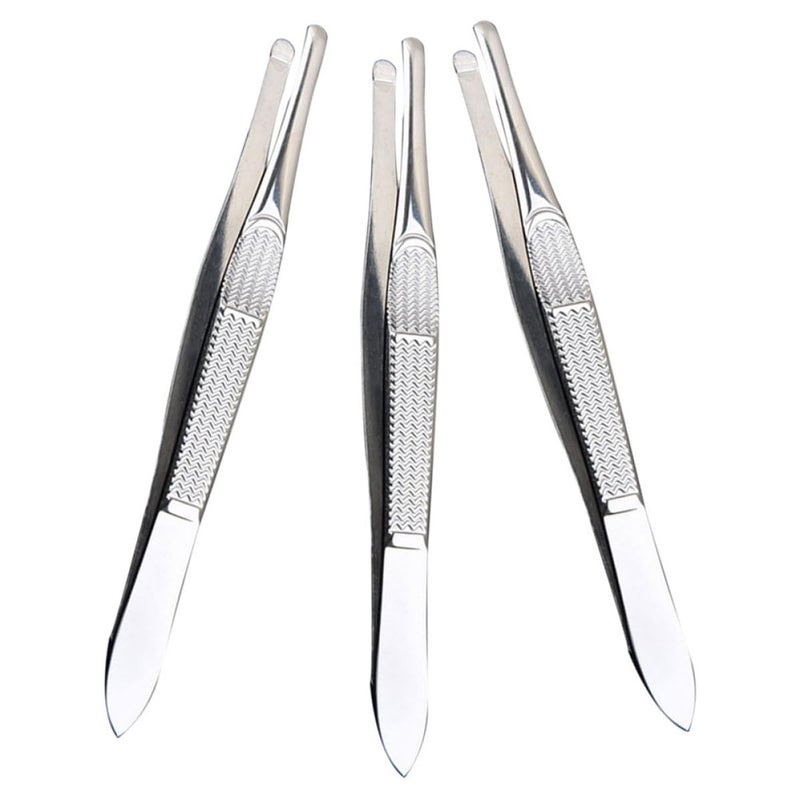 Stainless Steel 3Pcs Tweezers Set For Eyebrow Plucking And Facial Hair Removal - Image 2