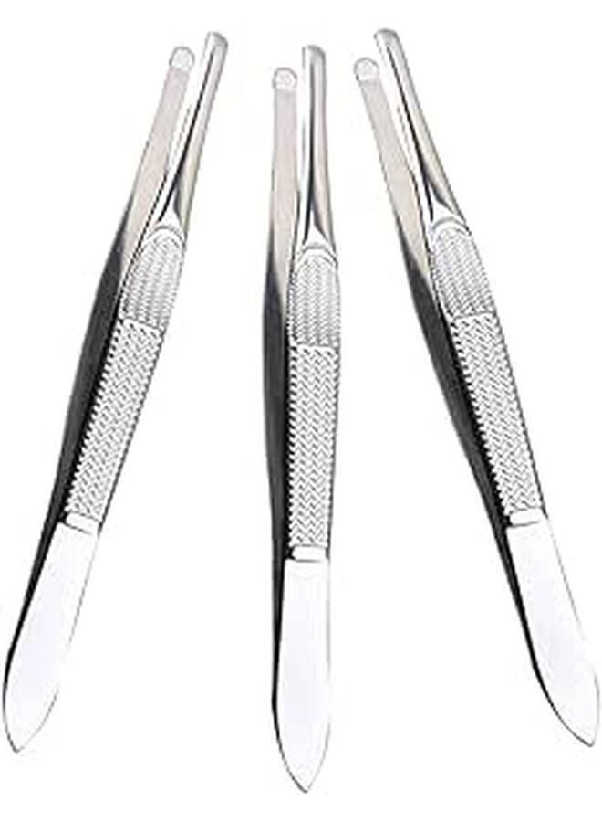 Stainless Steel 3Pcs Tweezers Set For Eyebrow Plucking And Facial Hair Removal - Image 1