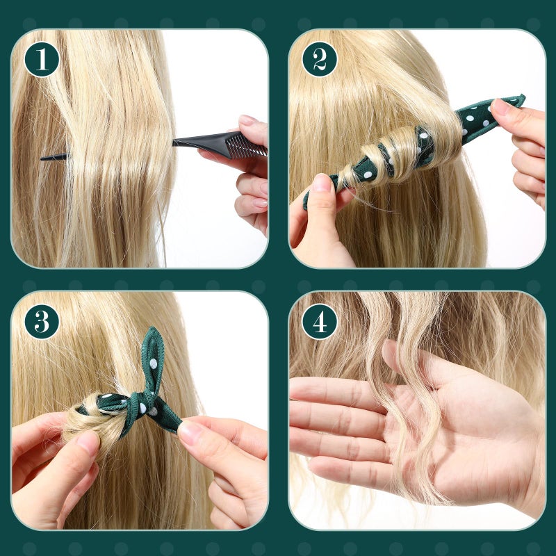 Bememo 40 Pieces Soft Curlers Hair Rollers Overnight Heatless Pillow Rollers for Hair Satin Sponge Curlers to Sleep in No Heat for Long Short Styling Tools(Dark Green) - Image 4